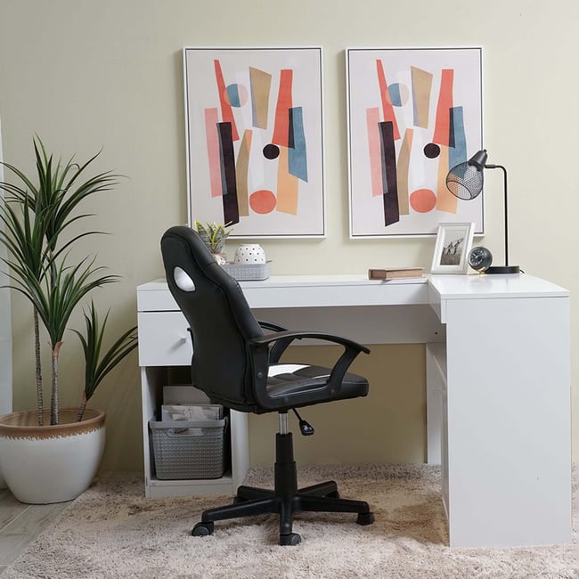 L shaped computer desk deals with storage